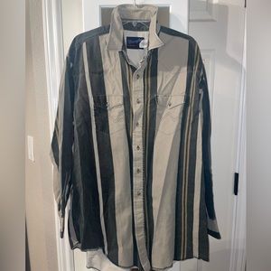 Vintage Wrangler Striped X-Long Tails Men Western Shirt
